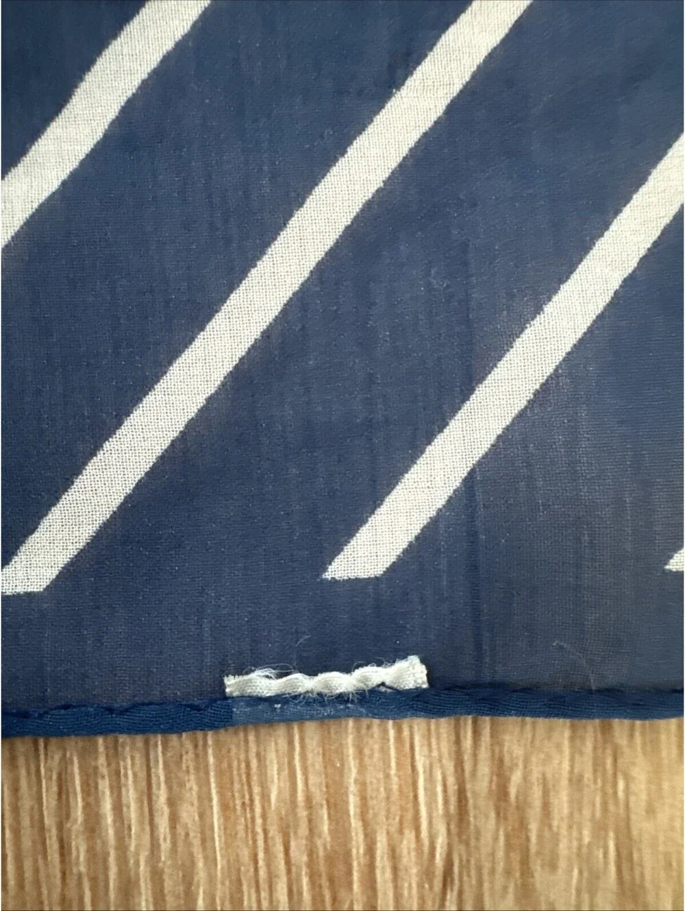 Vintage Dèscu Blue White Geometric Stripe Silk Scarf Long Skinny 46x9.5